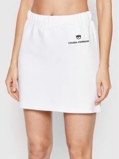Chiara Ferragni Γυναίκες Mini Φούστα από ύφασμα φούτερ 72CBET01 Λευκό Regular Fit