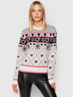 Chiara Ferragni Εκπτώσεις 24 Chiara Ferragni Γυναίκες Πουλόβερ 71CBFM25 Λευκό Regular Fit