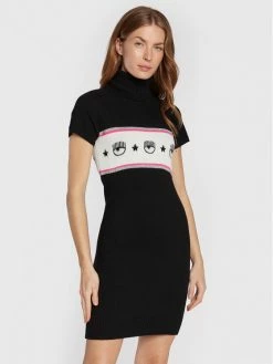 Chiara Ferragni Γυναίκες Πλεκτά Φορέματα Φόρεμα υφασμάτινο 73CBOM96 Μαύρο Slim Fit