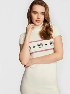 Chiara Ferragni Γυναίκες Πλεκτά Φορέματα Φόρεμα υφασμάτινο 73CBOM96 Λευκό Slim Fit -Chiara Ferragni Εκπτώσεις unnamed file 43